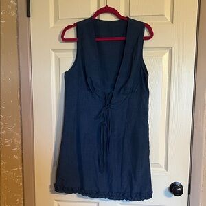 Navy Sleeveless Tie-Front Dress